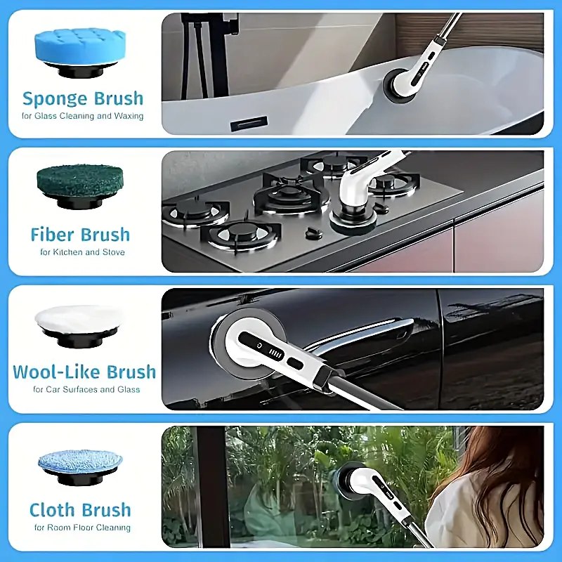 Cepillo Electrico Limpieza 9 En 1 Multiusos Usb Hogar Auto