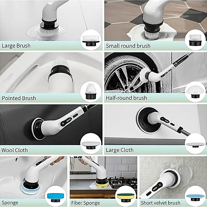 Cepillo Electrico Limpieza 9 En 1 Multiusos Usb Hogar Auto
