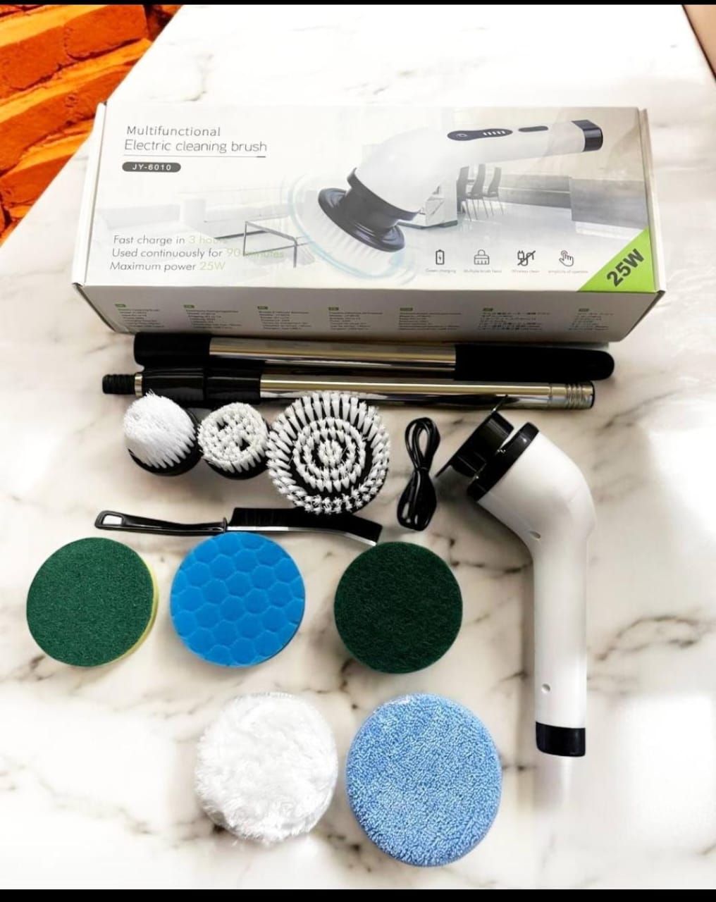 Cepillo Electrico Limpieza 9 En 1 Multiusos Usb Hogar Auto